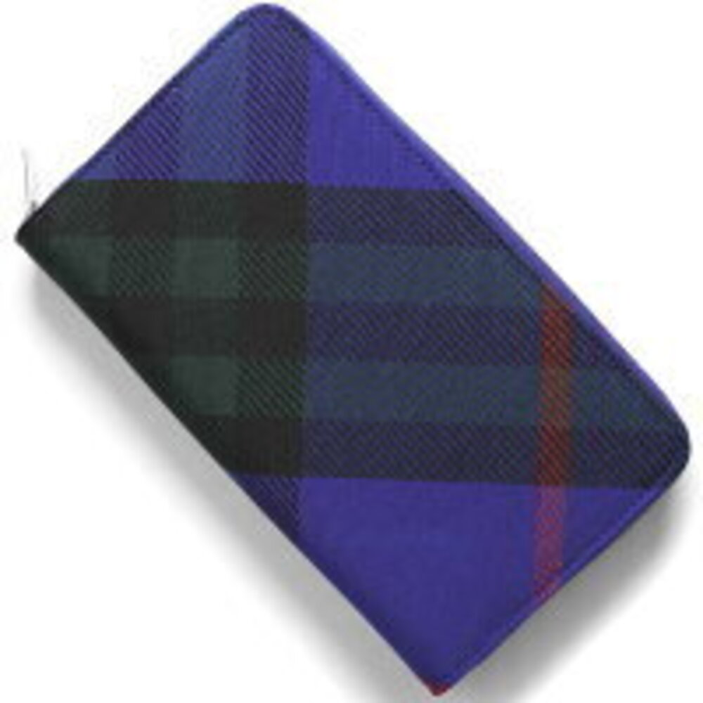 Burberry Zip Travel LG Wallet Round Night Blue Check - Picture 2 of 5